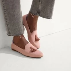 Rothy's The Almond Tassel Loafer - Maple Pink -Rothy's Shoes Store 215 AlmondTasselLoafer MaplePink On Figure 1781