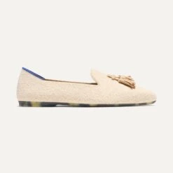 Rothy's The Almond Tassel Loafer - Toasty Bouclé -Rothy's Shoes Store 215 AlmondTasselLoafer ToastyBoucle Side 5765