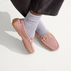 Rothy's The Double Bit Driver - Rose Micro Check -Rothy's Shoes Store 222 DoubleBitDriver RoseMicroCheck On Figure 1075