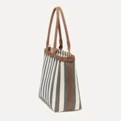 Rothy's The Lightweight Zip Tote - Cabana Stripe -Rothy's Shoes Store 224 LightweightZipTote CabanaStripe 45Degree 1143