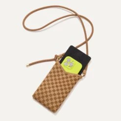 Rothy's The Phone Crossbody - Hazelnut -Rothy's Shoes Store 230 PhoneCrossbody Hazelnut Frontopenwithphone 4556