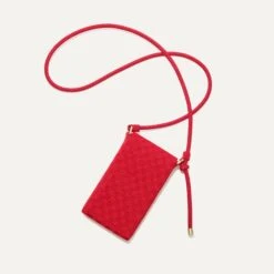 Rothy's The Phone Crossbody - Red Crisp Basketweave -Rothy's Shoes Store 230 PhoneCrossbody RedCrispBasketweave Back 4556