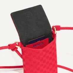 Rothy's The Phone Crossbody - Red Crisp Basketweave -Rothy's Shoes Store 230 PhoneCrossbody RedCrispBasketweave Insidepocket 5446