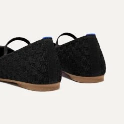 Rothy's The Max Square Mary Jane - Black Sand -Rothy's Shoes Store 232 MaxSquareMaryJane BlackSand HeelDetail 0270