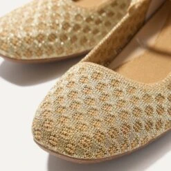 Rothy's The Max Square Mary Jane - Golden Sun Basketweave -Rothy's Shoes Store 232 MaxSquareMaryJane GoldenSunBasketweave Toedetail Macro 5825