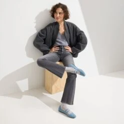 Rothy's The Double Buckle Mary Jane - Sky -Rothy's Shoes Store 233 DoubleBuckleMaryJane Sky On Figure 0146