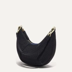 Rothy's The Mini Crescent Bag - Black -Rothy's Shoes Store 236 MiniCrescentBag Black 45Degree 4463