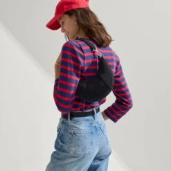 Rothy's The Mini Crescent Bag - Black -Rothy's Shoes Store 236 MiniCrescent Black OnFigure 0316