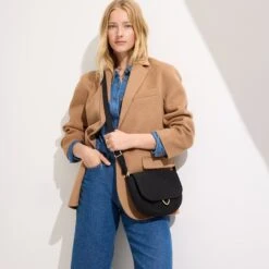 Rothy's The Saddle Bag - Black -Rothy's Shoes Store 249 BuckleClog BlackBoucle On Figure 1247