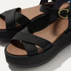 Rothy's The Criss–Cross Lightweight Wedge Sandal - Black 12 Rothy's The Criss–Cross Lightweight Wedge Sandal - Black -Rothy's Shoes Store 259 Criss CrossLightweightWedge Black Toedetail Macro 9002