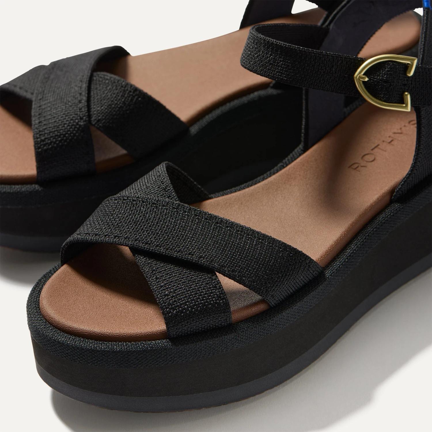 Rothy's The Criss–Cross Lightweight Wedge Sandal - Black 6 Rothy's The Criss–Cross Lightweight Wedge Sandal - Black - Image 6