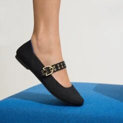 Rothy's The Ballet Mary Jane - Black -Rothy's Shoes Store 266 BalletMJ BlackSpringStyling On Figure 0849 PDP