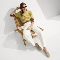 Rothy's The Boat Shoe - Shimmery Sand -Rothy's Shoes Store 269 BoatShoe SeaFoam OnFigure 0463