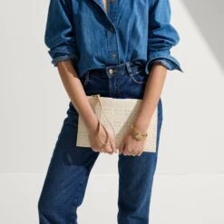 Rothy's The Wristlet - Ivory Perf -Rothy's Shoes Store 282 Wristlet Ivory Perf On Figure 0430