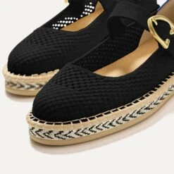 Rothy's The Espadrille Mary Jane - Black -Rothy's Shoes Store 290 EspadrilleMJ Black Toedetail Macro 4444
