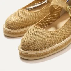 Rothy's The Espadrille Mary Jane - Golden Sun -Rothy's Shoes Store 290 EspadrilleMJ GoldenSun Toedetail Macro 2331