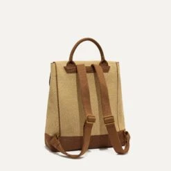Rothy's The Cinch Backpack - Brown Butter -Rothy's Shoes Store 301 CinchBackpack BrownButter Strap45Degree 5567