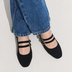 Rothy's The Double Buckle Mary Jane - Black -Rothy's Shoes Store 330 Double Buckle MJ Black On Figure 0819