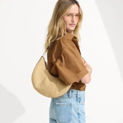 Rothy's The Crescent Bag - Brown Butter -Rothy's Shoes Store 336 CrescentBag BrownButter OnFigure 0443