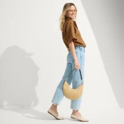 Rothy's The Crescent Bag - Brown Butter -Rothy's Shoes Store 336 CrescentBag BrownButter OnFigure 0474