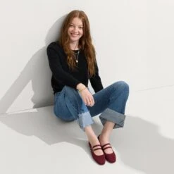 Rothy's The Double Buckle Mary Jane - Cabernet -Rothy's Shoes Store 414 Double Buckle MJ Cabernet On Figure 1095