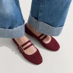 Rothy's The Double Buckle Mary Jane - Cabernet -Rothy's Shoes Store 414 Double Buckle MJ Cabernet On Figure 1125