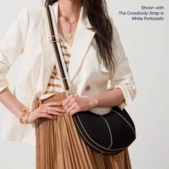 Rothy's The Crescent Bag - Black -Rothy's Shoes Store CrescentBag Black CrossbodyStrap WhitePortobello gEflk4c0FY