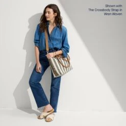 Rothy's The Lightweight Zip Tote - Cabana Stripe -Rothy's Shoes Store LWZipTote CabanaStripe CrossobdyStrap WrenWoven