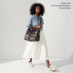 Rothy's The Classic Tote - Spruce Camo -Rothy's Shoes Store ShownwithTheCrossbodyStrapinSpruceCamo